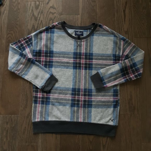 AEO long sleeve plaid pattern sweater - Picture 1 of 2